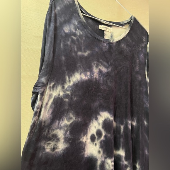 NATURAL LIFE Black Grey and White Tie-Dye Long Sleeve Dress Size XL Bohemian - Picture 5 of 10